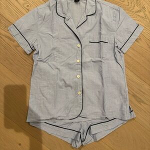 J. Crew Pajama Set Light Blue with Navy trim. Size XXS Women’s